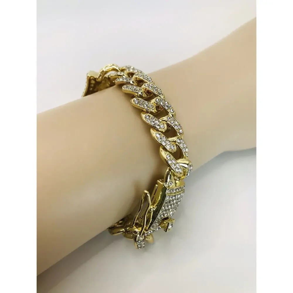Santa Muerte Cuban Link Bracelet, 7.87